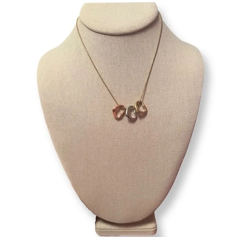 Gold, Silver, And Rose Gold Heart Necklace